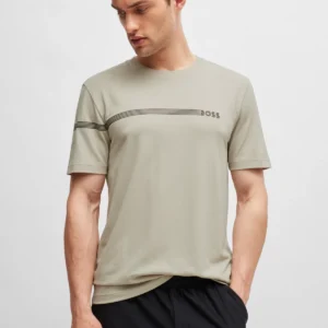 PERFORMANCE-STRETCH T-SHIRT IN MIXED MATERIALS